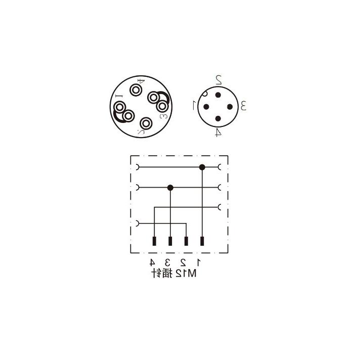 M12 4Pin, male straight, in-line connection, food grade, Y-splitter, 64FY29