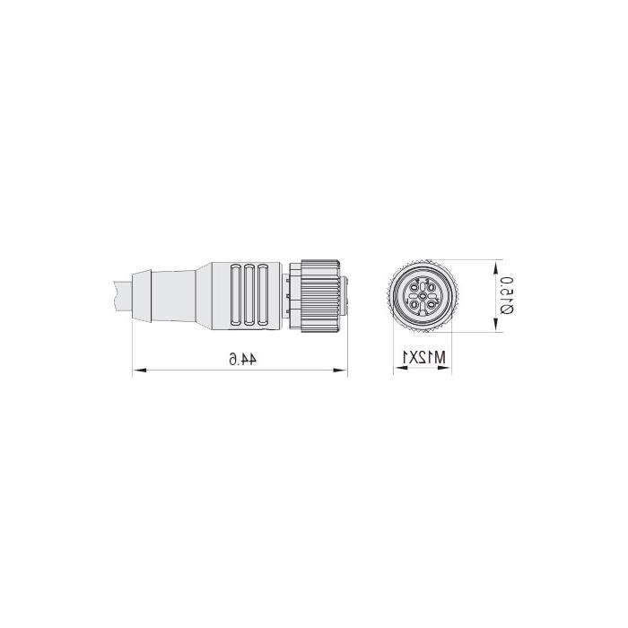 M12 3Pin, female straight, with LED light, single end pre-cast cable, anti-slagPUR材质、黄色护套、64T033-XXX